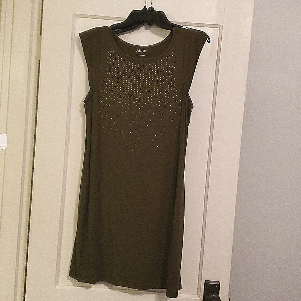Cap sleeve olive green dress